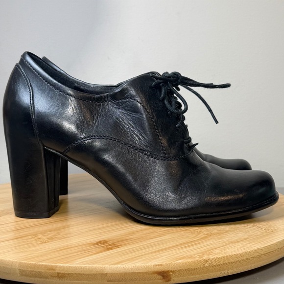 Ecco Pretoria Oxford Lace Up Heels Women's 39 US 8/8.5 Black Leather Classic - Picture 1 of 8